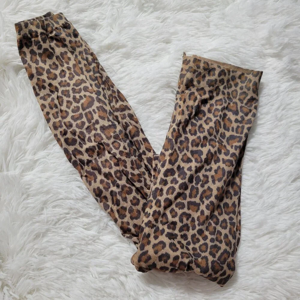 Leopard Print Footless Tights